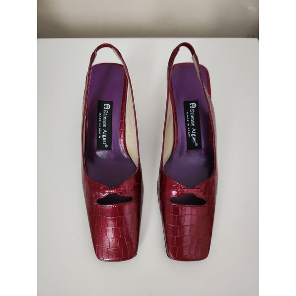 Etienne Aigner Womens Leather High Heels Shoes Red Mahogany Made In Spain Sz 6M - Picture 4 of 12